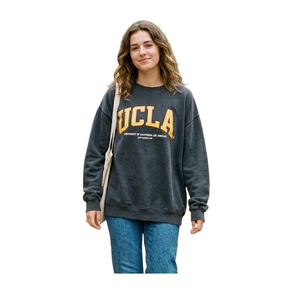 H&M Divided UCLA Crewneck Sweatshirt Black Lightweight Fleece S
